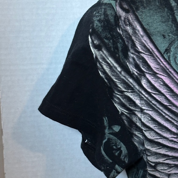 Angels and Diamonds Women's Black and Pink Graphic V-Neck Top medium - Picture 5 of 11